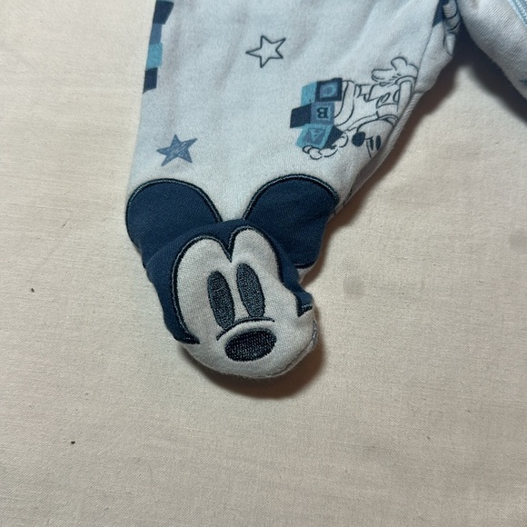 Disney Baby - Light Blue Mickey Mouse Footed Onesie Sleeper - Picture 2 of 4
